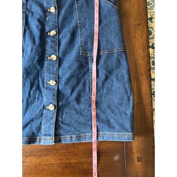 Divided Medium Wash Denim Sleeveless Button Front Mini Dress Women's Size Large - Picture 9 of 9